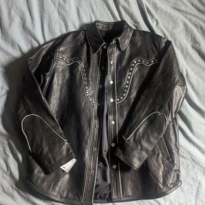 Men's Rockin Leather Shift Jacket 100% Leather Size Small